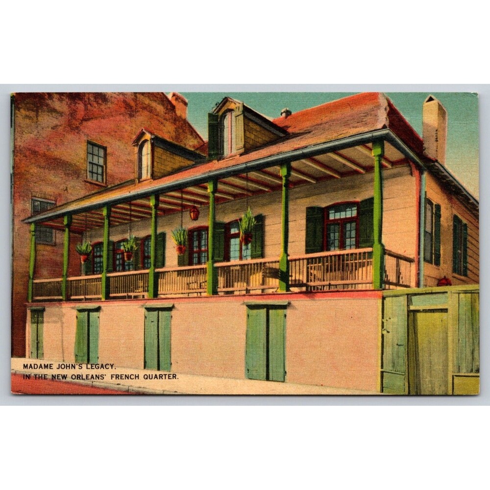 Postcard Louisiana New Orleans Madame John's Legacy French Quarter Linen c1940s